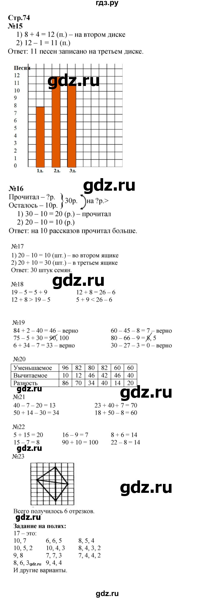 ГДЗ по математике 2 класс  Моро   часть 1. страница - 74, Решебник к учебнику 2023