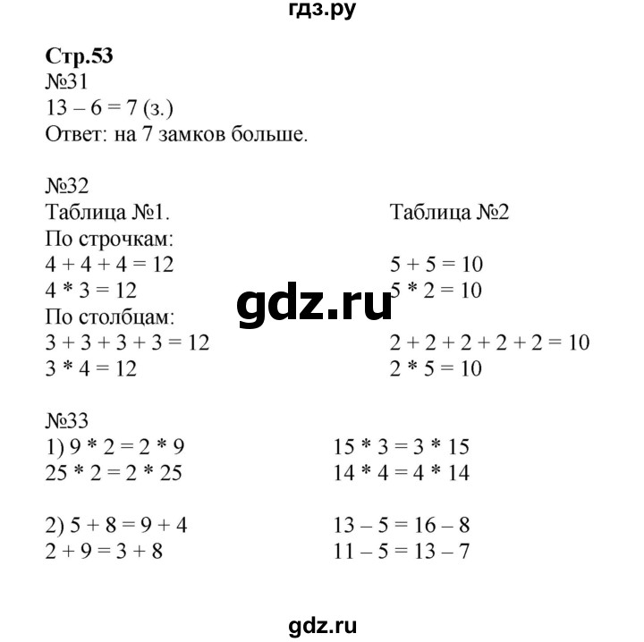 ГДЗ по математике 2 класс Моро рабочая тетрадь  часть №2 страница - 53, Решебник №1 к тетради 2016