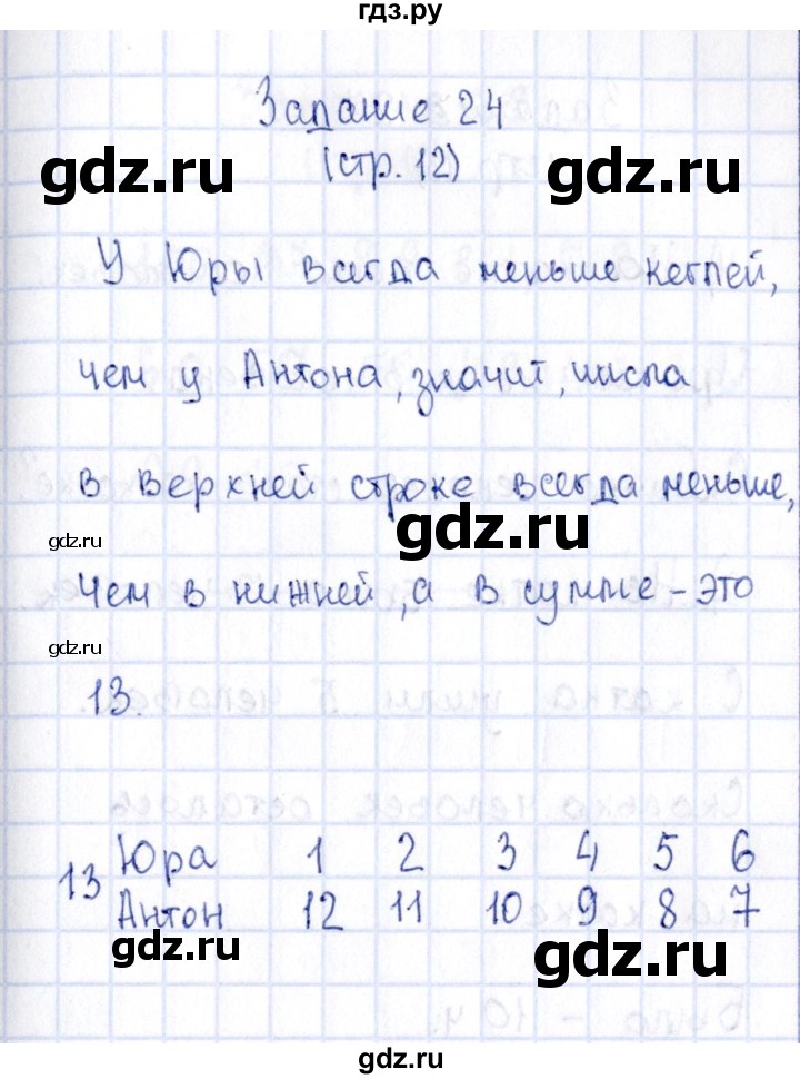 ГДЗ по математике 2 класс Моро рабочая тетрадь часть 1. страница - 12, Решебник №4 2016