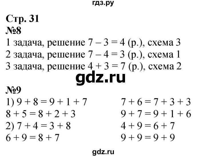 ГДЗ по математике 2 класс Моро рабочая тетрадь часть 1. страница - 31, Решебник №1 2023