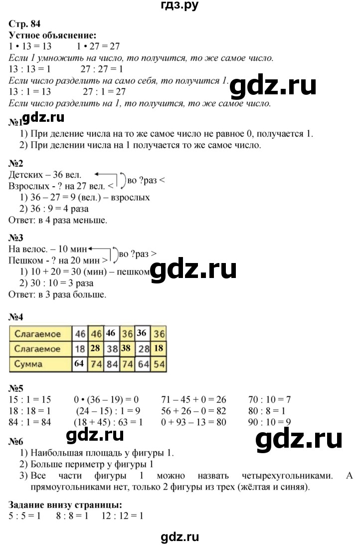 ГДЗ по математике 3 класс  Моро   часть 1, страница - 84, Решебник №2 к учебнику 2015