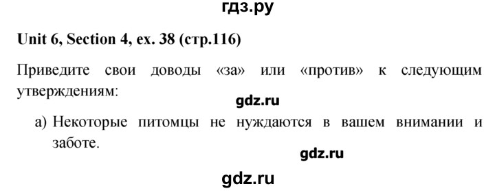ГДЗ по английскому языку 5‐6 класс  Биболетова   unit 6 / section 1-4 - 38, Решебник №1