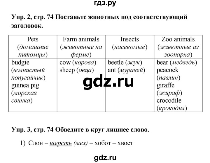 ГДЗ по английскому языку 5 класс  Ваулина   страница - 74, Решебник к учебнику 2022