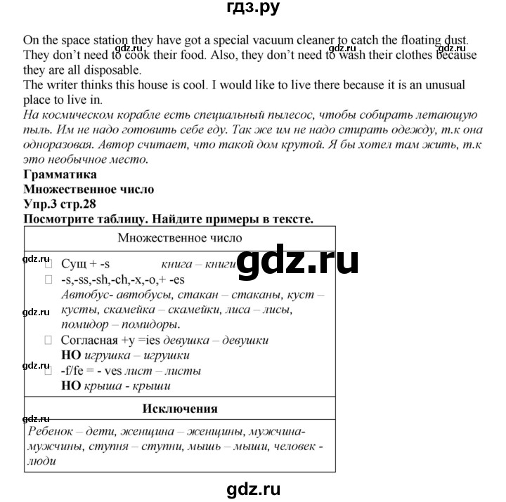 ГДЗ по английскому языку 5 класс Баранова  Углубленный уровень страница - 28, Решебник к учебнику 2015