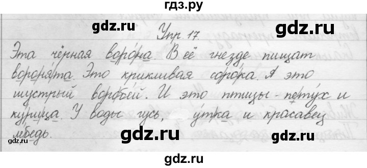 ГДЗ по русскому языку 1 класс  Бунеев   упражнение - 17, Решебник №1