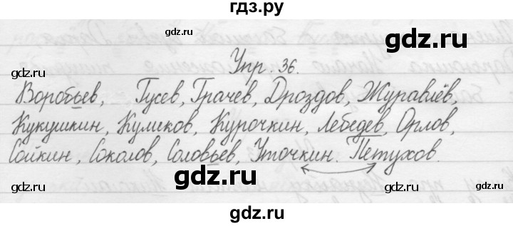 ГДЗ по русскому языку 1 класс  Бунеев   упражнение - 36, Решебник №1