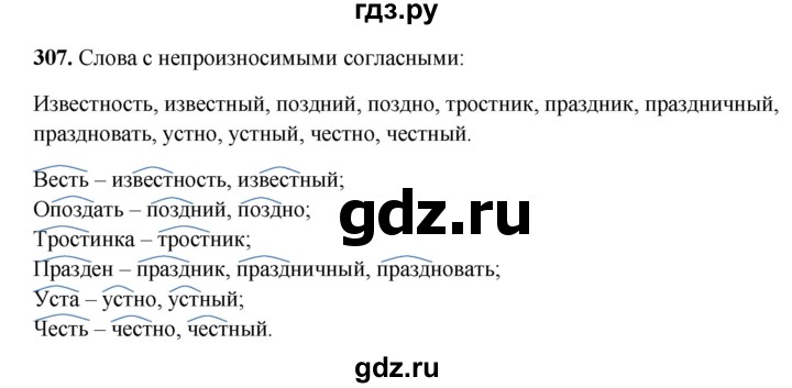ГДЗ по русскому языку 3 класс  Рамзаева   упражнение - 307, Решебник 2025
