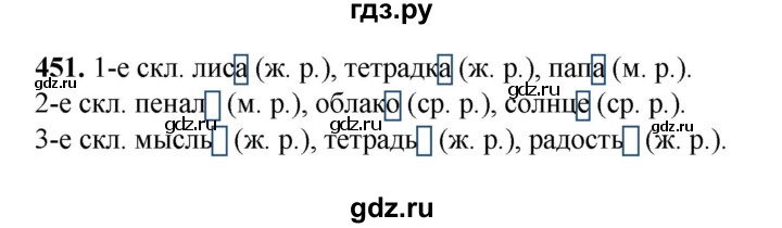 ГДЗ по русскому языку 3 класс  Рамзаева   упражнение - 451, Решебник 2025