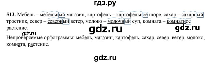 ГДЗ по русскому языку 3 класс  Рамзаева   упражнение - 513, Решебник 2025