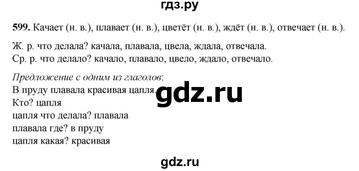 ГДЗ по русскому языку 3 класс Рамзаева упражнение - 599, Решебник 2025