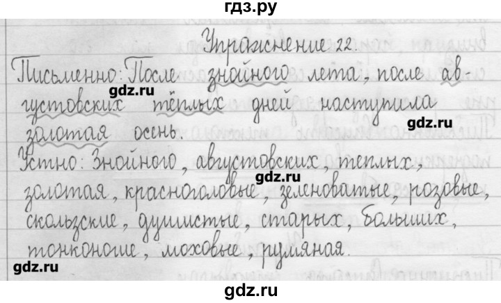 ГДЗ по русскому языку 3 класс  Рамзаева   упражнение - 22, Решебник