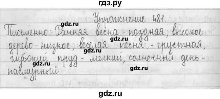 ГДЗ по русскому языку 3 класс  Рамзаева   упражнение - 481, Решебник