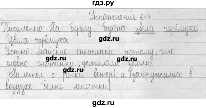 ГДЗ по русскому языку 3 класс  Рамзаева   упражнение - 614, Решебник