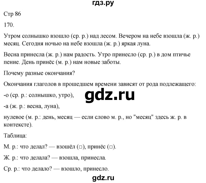 ГДЗ по русскому языку 3 класс Климанова часть 2 / упражнение - 170, Решебник 2024