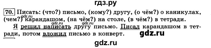 ГДЗ по русскому языку 3 класс Климанова часть 2 / упражнение - 70, Решебник №2 2014