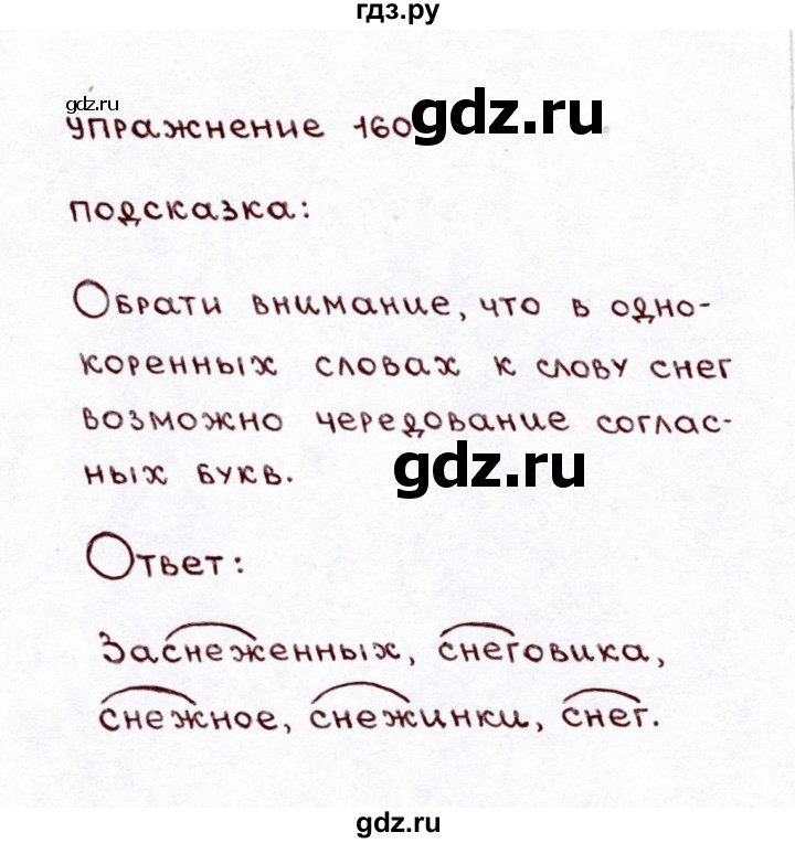 ГДЗ по русскому языку 3 класс Климанова часть 1 / упражнение - 160, Решебник №3 2014