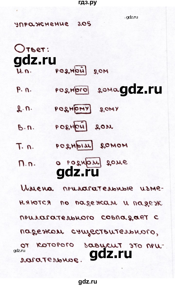 ГДЗ по русскому языку 3 класс Климанова часть 2 / упражнение - 205, Решебник №3 2014