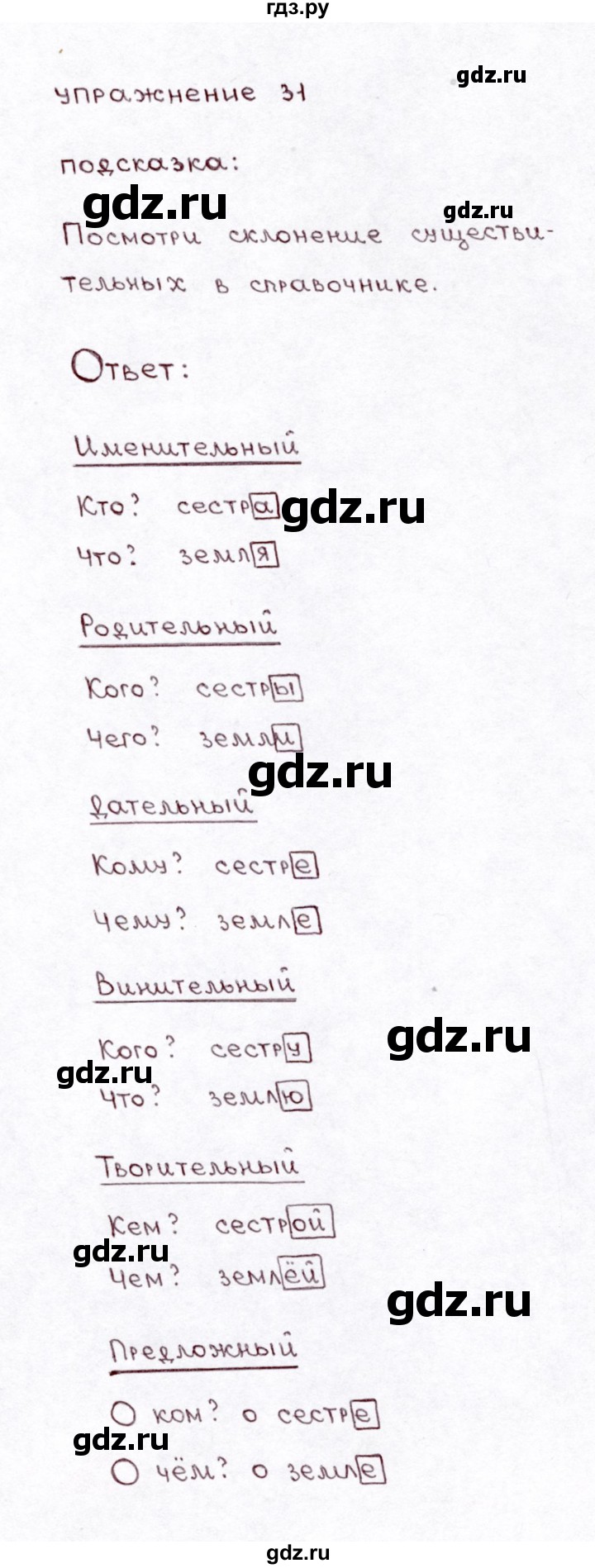 ГДЗ по русскому языку 3 класс Климанова часть 2 / упражнение - 31, Решебник №3 2014