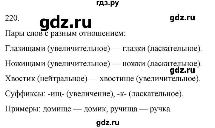ГДЗ по русскому языку 4 класс Климанова часть 1 / упражнение - 220, Решебник 2024