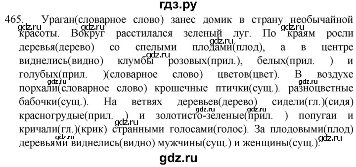 ГДЗ по русскому языку 5 класс  Разумовская   упражнение - 465, Решебник к учебнику 2022