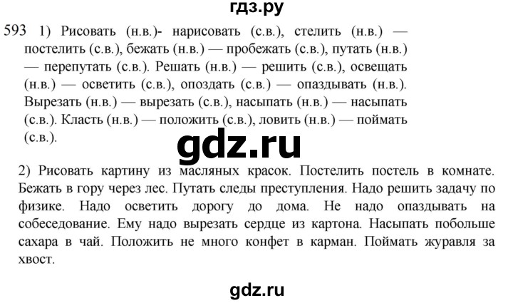 ГДЗ по русскому языку 5 класс  Разумовская   упражнение - 593, Решебник к учебнику 2022