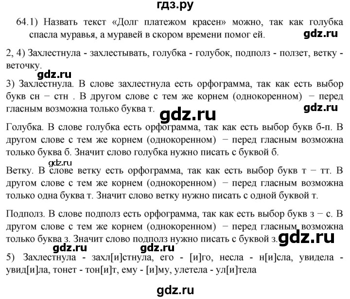 ГДЗ по русскому языку 5 класс  Разумовская   упражнение - 64, Решебник к учебнику 2022