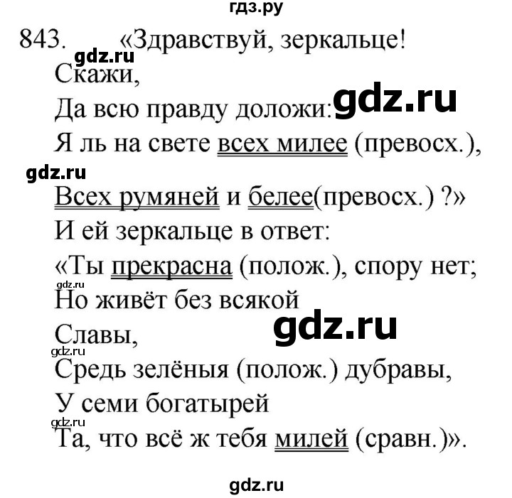ГДЗ по русскому языку 5 класс  Разумовская   упражнение - 843, Решебник к учебнику 2022