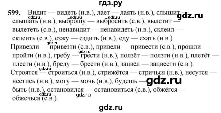 ГДЗ по русскому языку 5 класс Разумовская упражнение - 599, Решебник к учебнику 2023