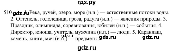 ГДЗ по русскому языку 5 класс Ладыженская упражнение - 510, Решебник 2021