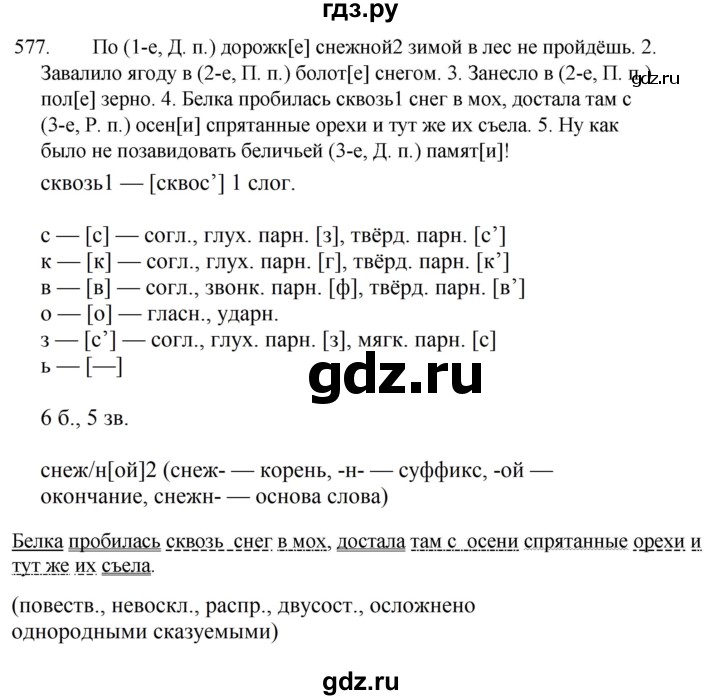 ГДЗ по русскому языку 5 класс Ладыженская упражнение - 577, Решебник 2021