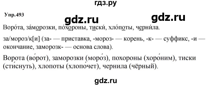ГДЗ по русскому языку 5 класс Ладыженская упражнение - 493, Решебник 2025