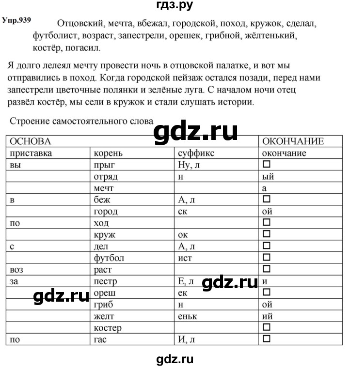 ГДЗ по русскому языку 5 класс Ладыженская упражнение - 939, Решебник 2025