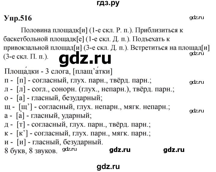 ГДЗ по русскому языку 5 класс Ладыженская упражнение - 516, Решебник 2023