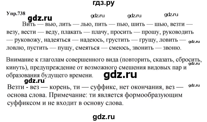 ГДЗ по русскому языку 5 класс  Ладыженская   упражнение - 738, Решебник 2023
