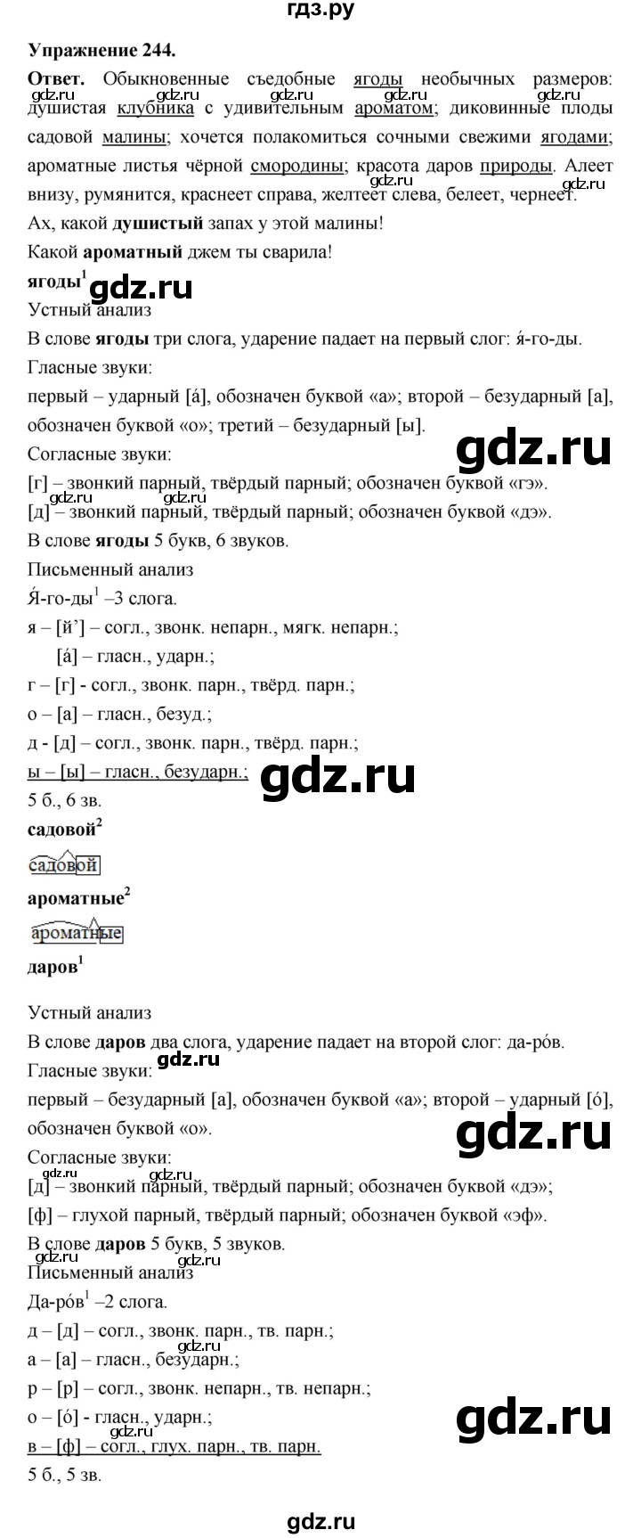 Гдз по русскому языку за 5 класс Ладыженская, Баранов, Тростенцова ответ на номер 244, Решебник 2025