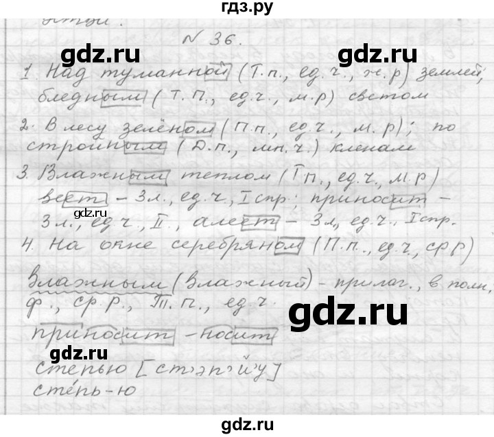 ГДЗ по русскому языку 6 класс  Ладыженская   упражнение - 36, Решебник к учебнику 2016