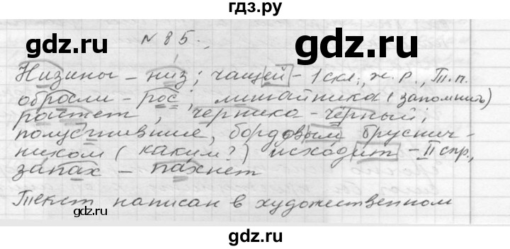 ГДЗ по русскому языку 6 класс  Ладыженская   упражнение - 85, Решебник к учебнику 2016