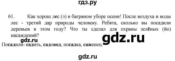 ГДЗ по русскому языку 6 класс  Ладыженская   упражнение - 61, Решебник №1 к учебнику 2022