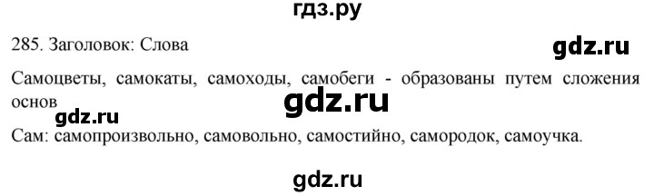 ГДЗ по русскому языку 6 класс Ладыженская упражнение - 285, Решебник №1 2022