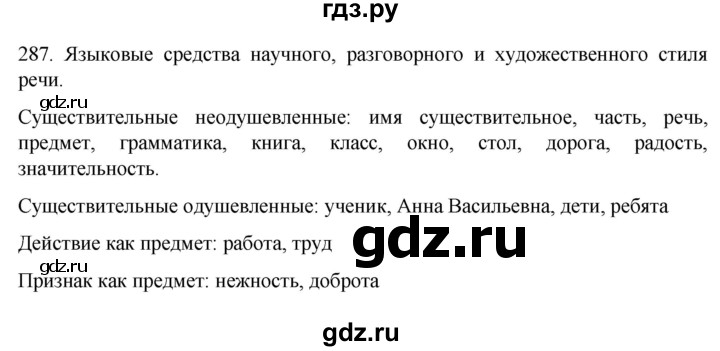 ГДЗ по русскому языку 6 класс Ладыженская упражнение - 287, Решебник №1 2022