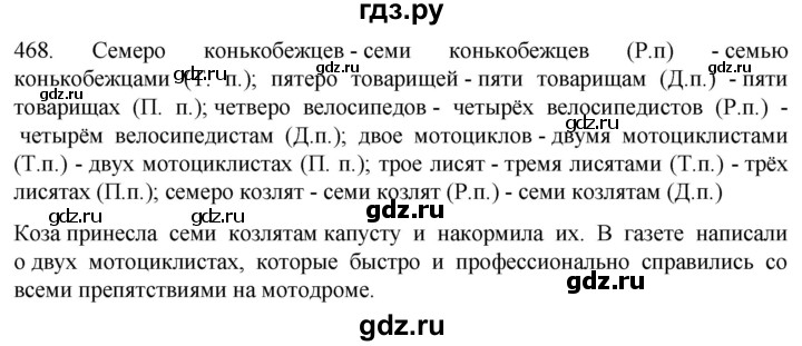ГДЗ по русскому языку 6 класс Ладыженская упражнение - 468, Решебник №1 2022