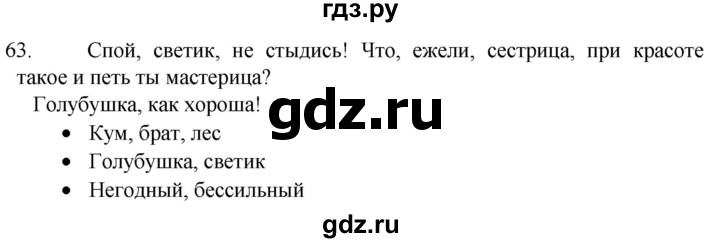Гдз по русскому языку за 6 класс Баранов, Ладыженская ответ на номер 63, Решебник №1 2022