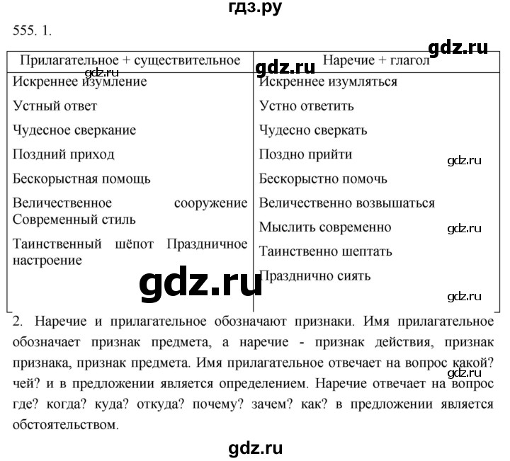 ГДЗ по русскому языку 6 класс  Лидман-Орлова Практика  упражнение - 555, Решебник к учебнику 2021