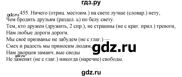 ГДЗ по русскому языку 7 класс Баранов упражнение - 455, Решебник к учебнику 2022