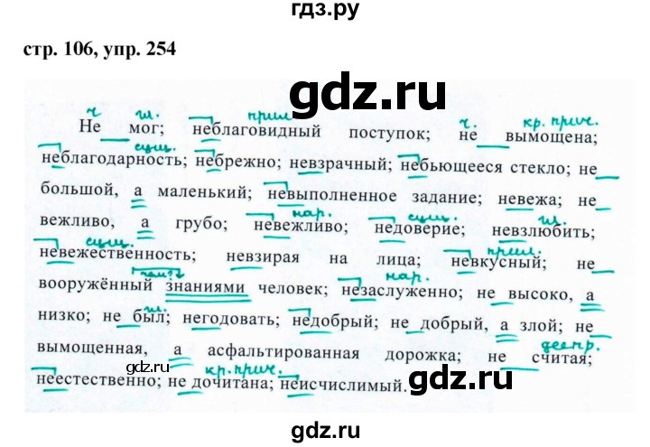 ГДЗ по русскому языку 7 класс Баранов упражнение - 254, Решебник №1 к учебнику 2015