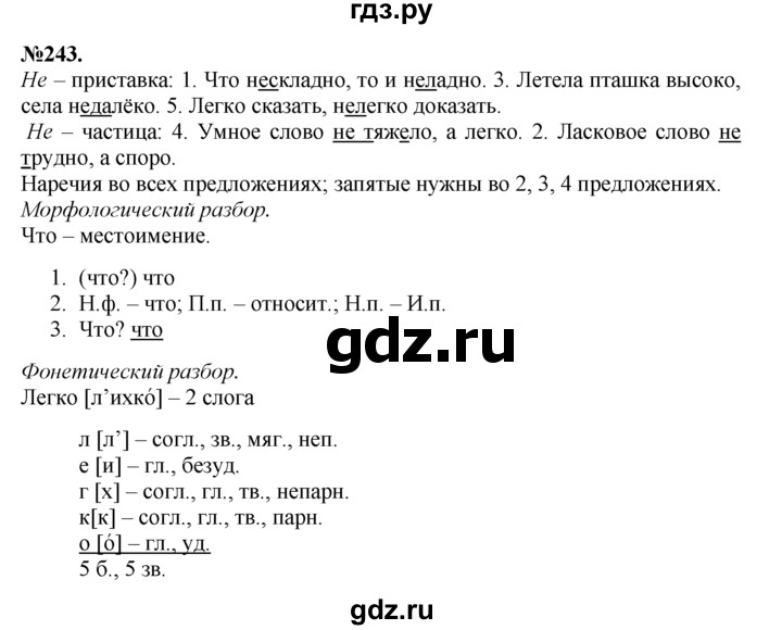ГДЗ по русскому языку 7 класс Баранов упражнение - 243, Решебник №2 к учебнику 2015