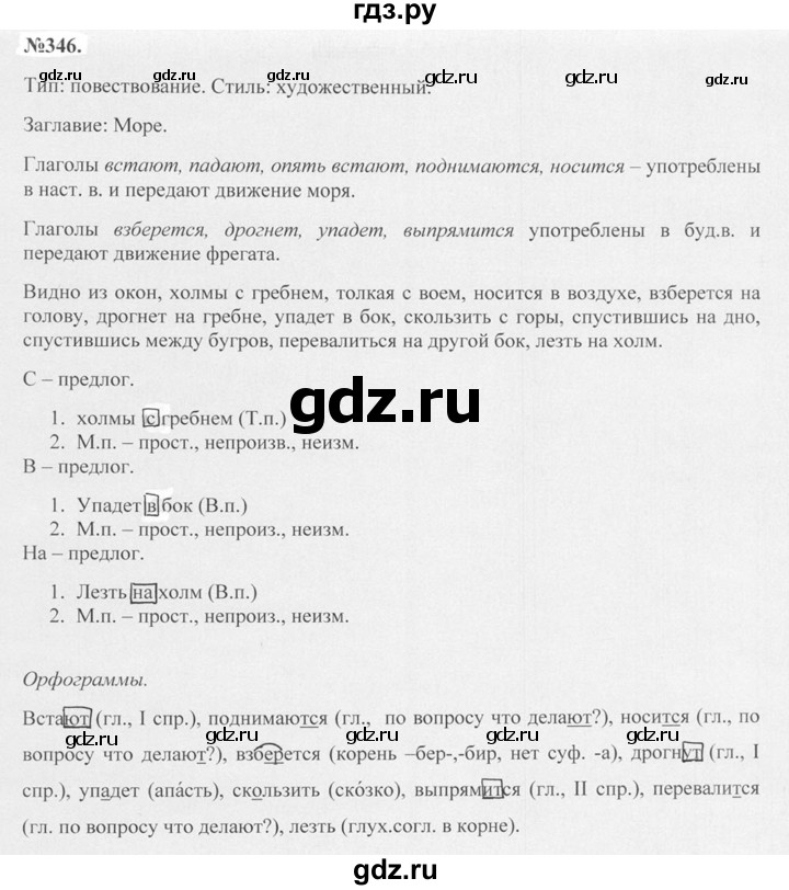 ГДЗ по русскому языку 7 класс Баранов упражнение - 346, Решебник №2 к учебнику 2015