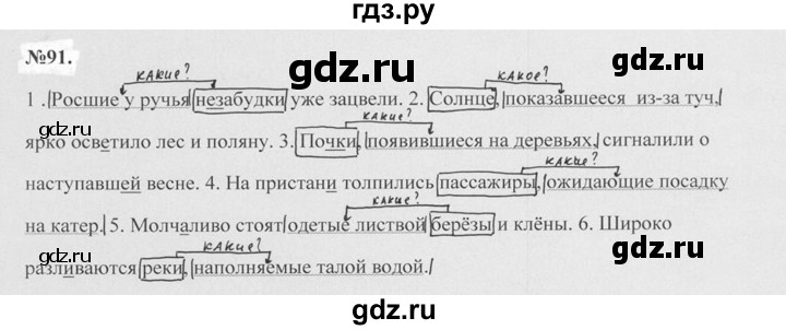 ГДЗ по русскому языку 7 класс Баранов упражнение - 91, Решебник №2 к учебнику 2015