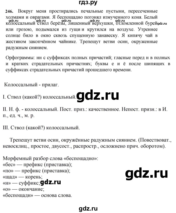 ГДЗ по русскому языку 7 класс Баранов упражнение - 246, Решебник к учебнику 2023-2024