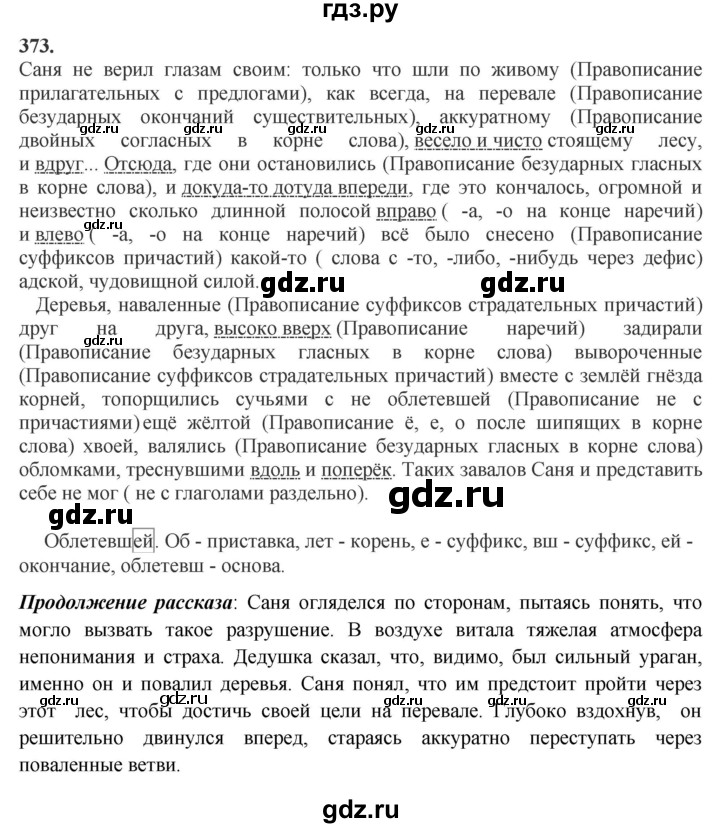 ГДЗ по русскому языку 7 класс Баранов упражнение - 373, Решебник к учебнику 2023-2024